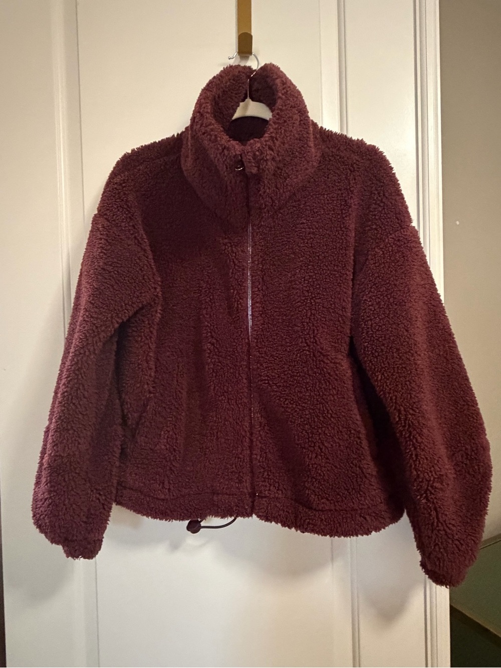 🍋🧸🍋lululemon Cinchable Red Merlot Fleece Teddy Bear Zip Up Coat🍋🧸🍋